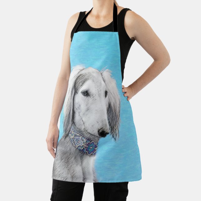 Tablier Peinture de Saluki (argenté) - Jolie illustration  (Insitu)
