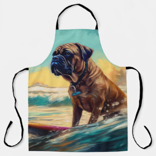 Tablier Peinture de Surf sur la Plage de Bullmastiff