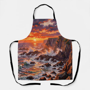 Tablier Peinture dramatique de falaises au coucher du sole