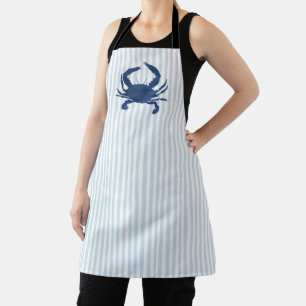 Tablier Peinture du Crabe Bleu Rayure Bleue Nautique Côtiè