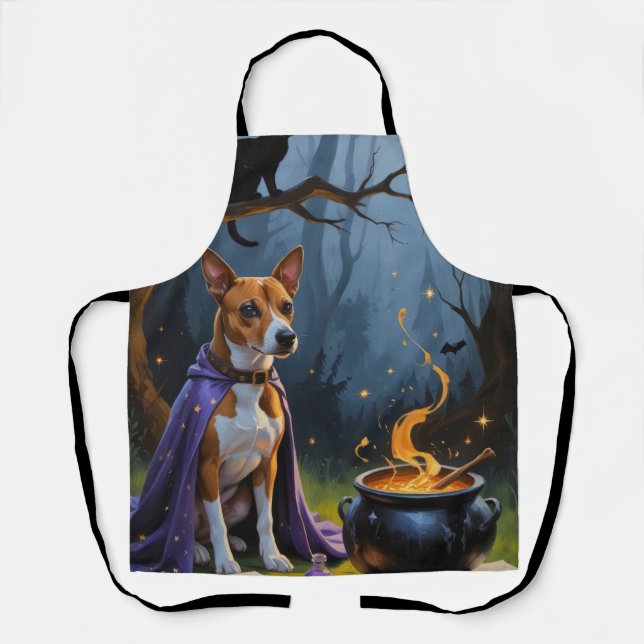 Tablier Peinture fantaisiste d'Halloween de chien Basenji (Recto)
