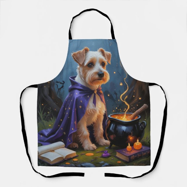 Tablier Peinture fantaisiste d'Halloween de chien Terrier  (Recto)