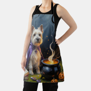 Tablier Peinture fantaisiste d'Halloween de chien Terrier
