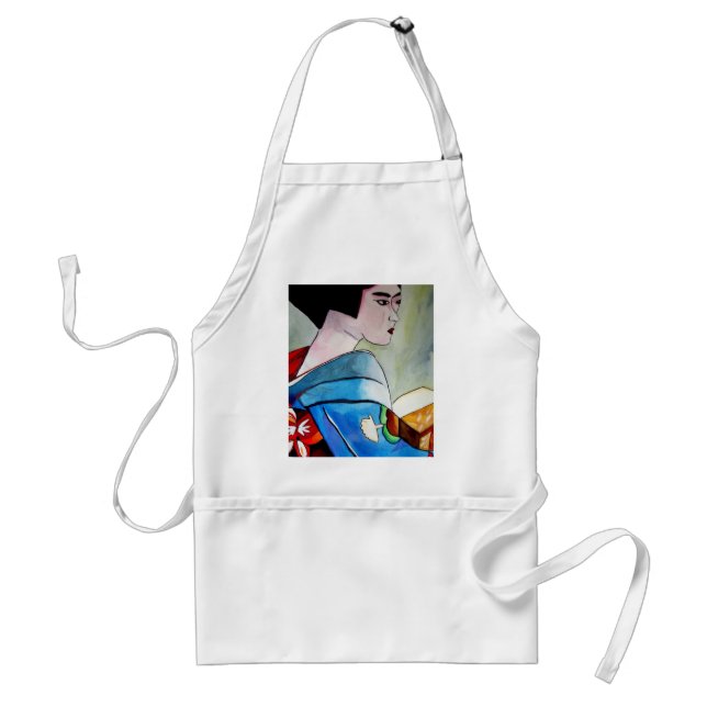 Tablier Peinture originale aquarelle représentant une Geis (Devant)