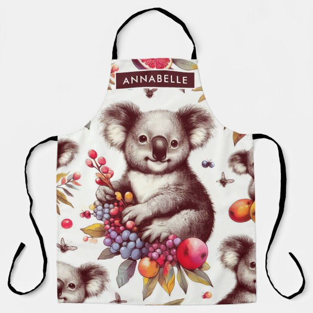 Tablier Peinture vintage Cute Koala sans couture (Recto)