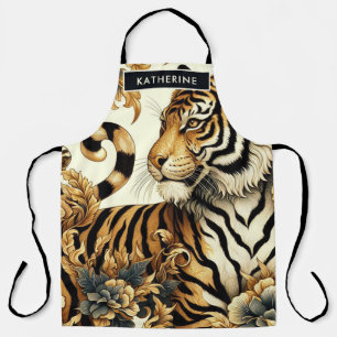 Tablier Peinture vintage de tigre d'or