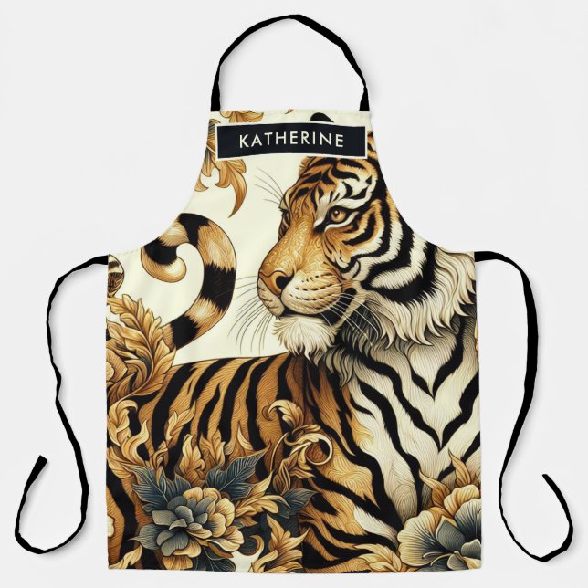 Tablier Peinture vintage de tigre d'or (Recto)