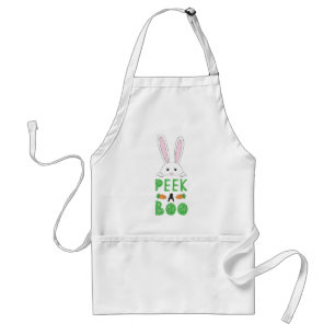 Tablier Peking rose et blanc Bunny Pâques Peek-A-Boo