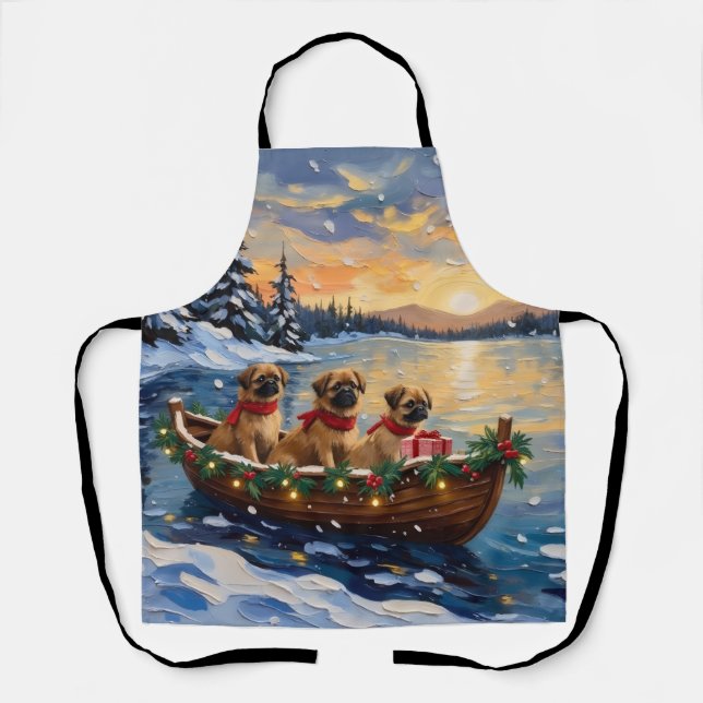 Tablier Pékinois Bateau de Noël de vacances (Recto)