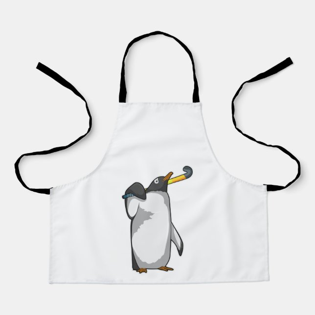 Tablier Penguin at Hockey with Hockey stick (Recto)