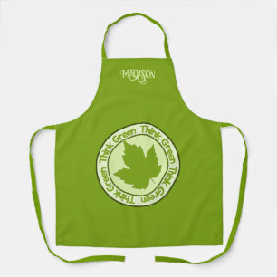Tablier PENSEZ le nom personnalisé VERT
