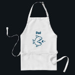 Tablier Père Funny White Blue<br><div class="desc">Père Funny Papa Shark White Blue Chef Adult Apron Papa can now match Maman and kids with this trendy shark design apron ! Designed with Daddy shark chasing small fish centered on the front of apron with child's name in navy blue typographiy. CAPTURE PERSONNALISÉE DU MODÈLE D'OPTIONS ET DU NOM...</div>