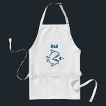 Tablier Père Funny White Blue<br><div class="desc">Père Funny Papa Shark White Blue Chef Adult Apron Papa can now match Maman and kids with this trendy shark design apron ! Designed with Daddy shark chasing small fish centered on the front of apron with child's name in navy blue typographiy. CAPTURE PERSONNALISÉE DU MODÈLE D'OPTIONS ET DU NOM...</div>