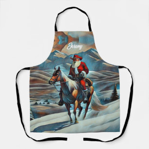 Tablier Père Noël à cheval Noël