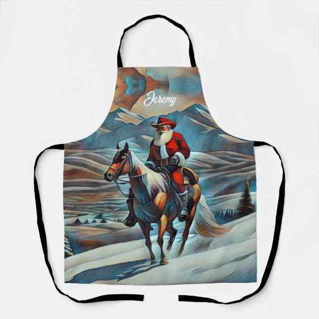 Tablier Père Noël à cheval Noël (Recto)