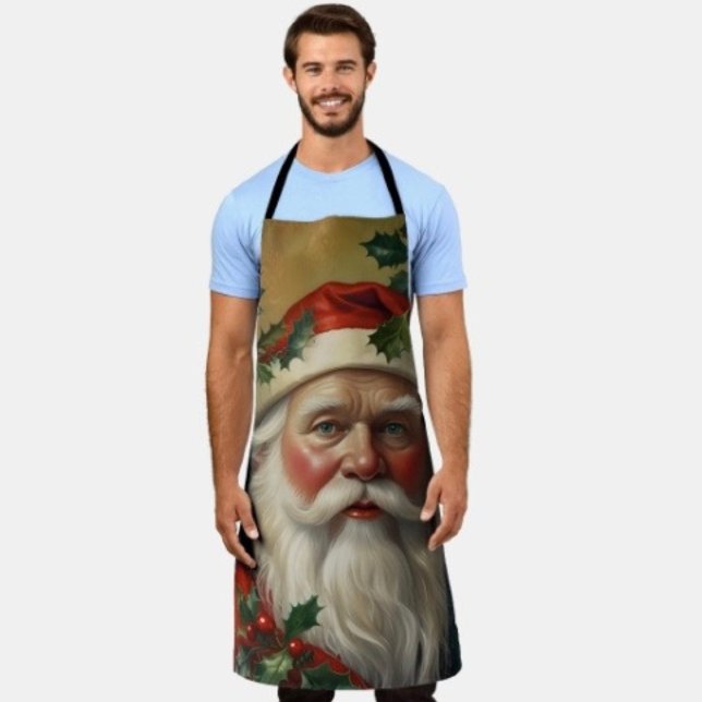Tablier Père Noël avec gui (Apron 100% polyester machine washable.

)
