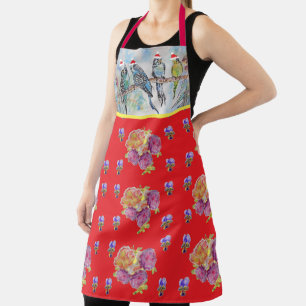 Tablier Père Noël Budgies Noël Red Womans Apron