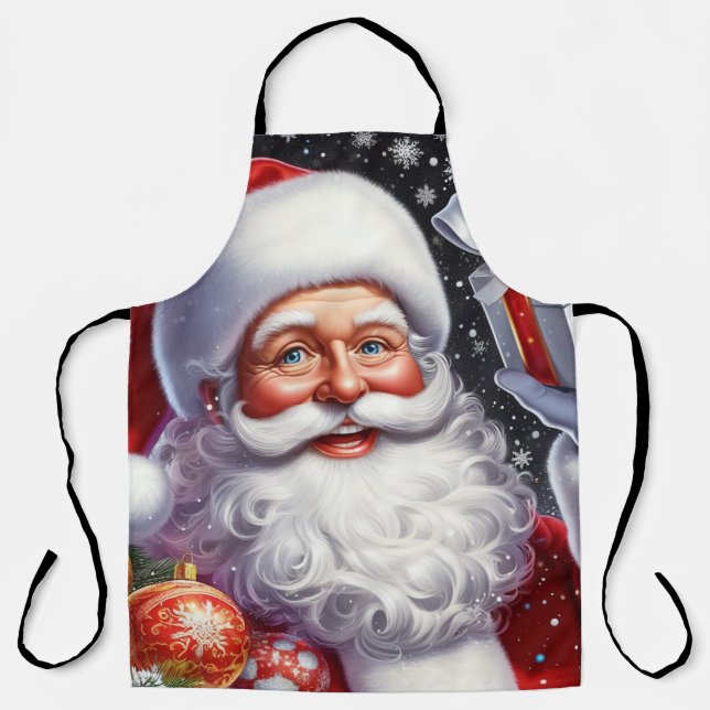 Tablier Père Noël classique avec présent & ornements (Recto)