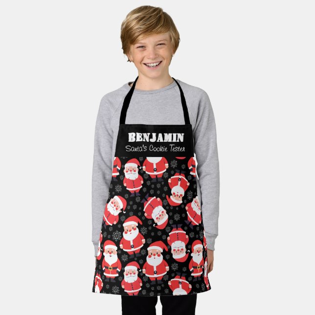 Tablier Père Noël Cookie Tester Boys Motif noir (Porté)