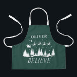 Tablier Père Noël croient Noël traditionnel photo verte<br><div class="desc">Père Noël croient Noël traditionnel vacances moderne photo vert et blanc préférez la cuisson tablier cadeau conception.</div>