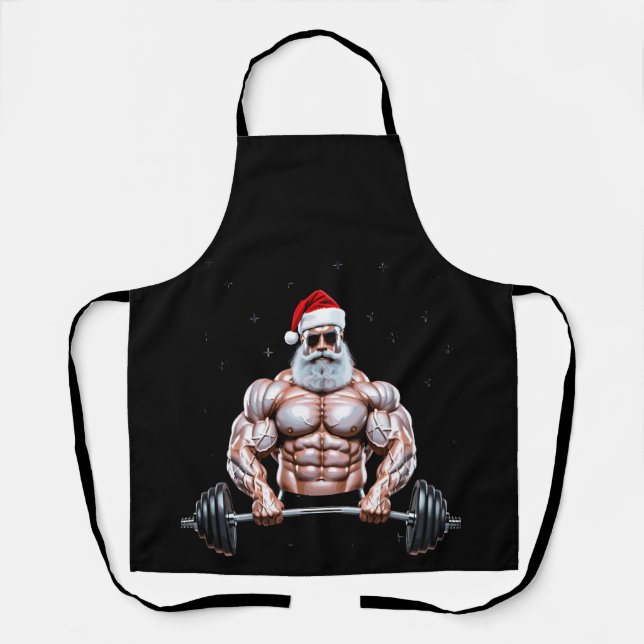 Tablier Père Noël de Noël Bodybuilder Musculation Gymnase (Recto)