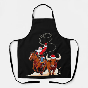 Tablier Père Noël de Noël Cowboy Lasso Taureau Montant Rod