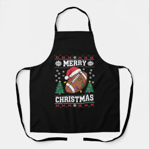 Tablier Père Noël de style pull de Noël moche football amé