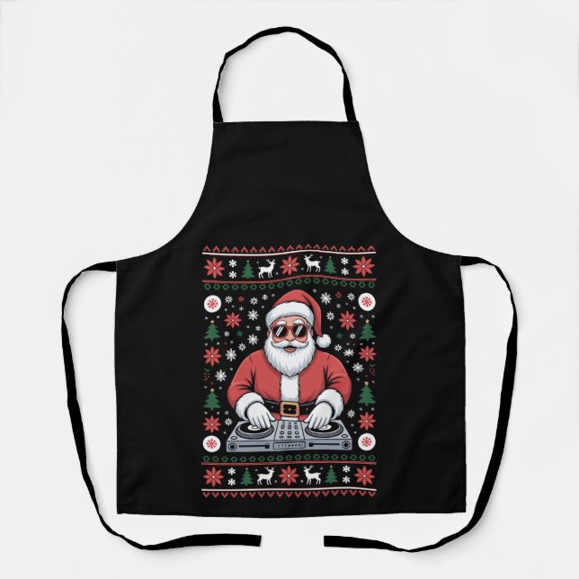 Tablier Père Noël DJ Noël Sweatshirt Moche Flocon de Neige (Recto)