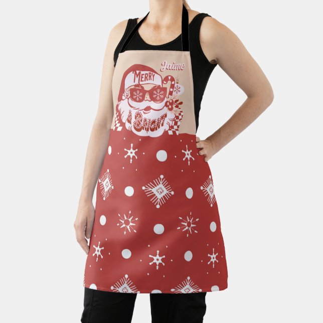 Tablier Père Noël drôle Rétro Rouge Rose Noël  (Insitu)