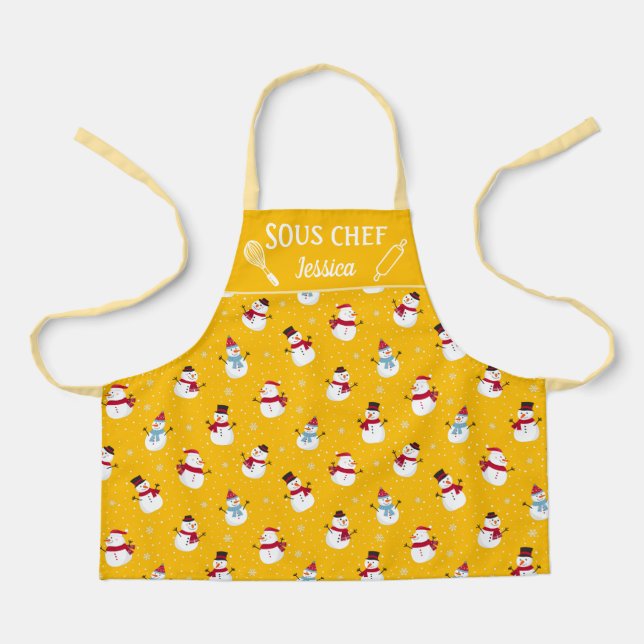 Tablier Père Noël drôle Sous chef hiver (Recto)