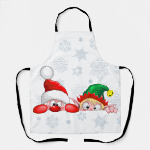 Tablier Père Noël et Elf Cute et drôle Caractères Pékin