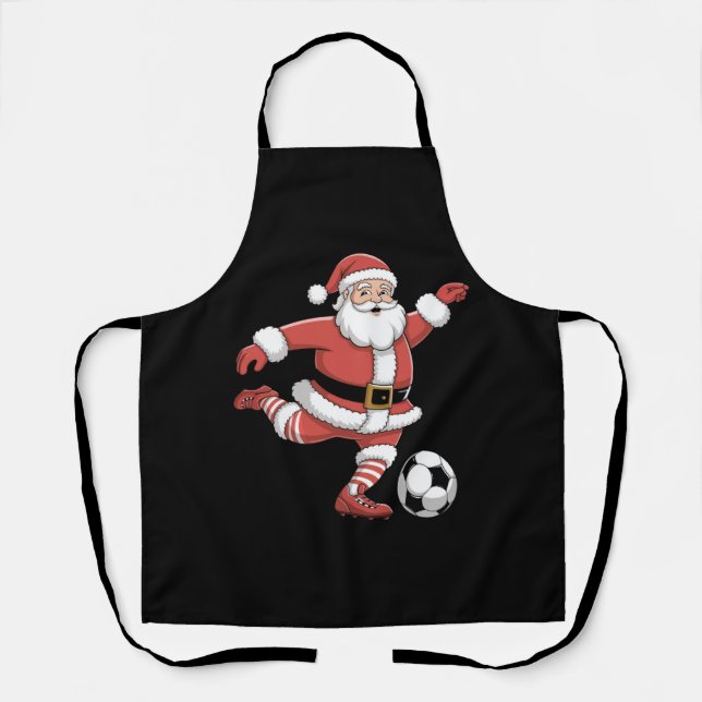Tablier Père Noël joue au football Noël Sports (Recto)
