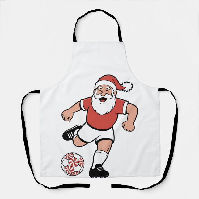 Tablier Père Noël Jouer au football Joueur de Noël Sport (Recto)