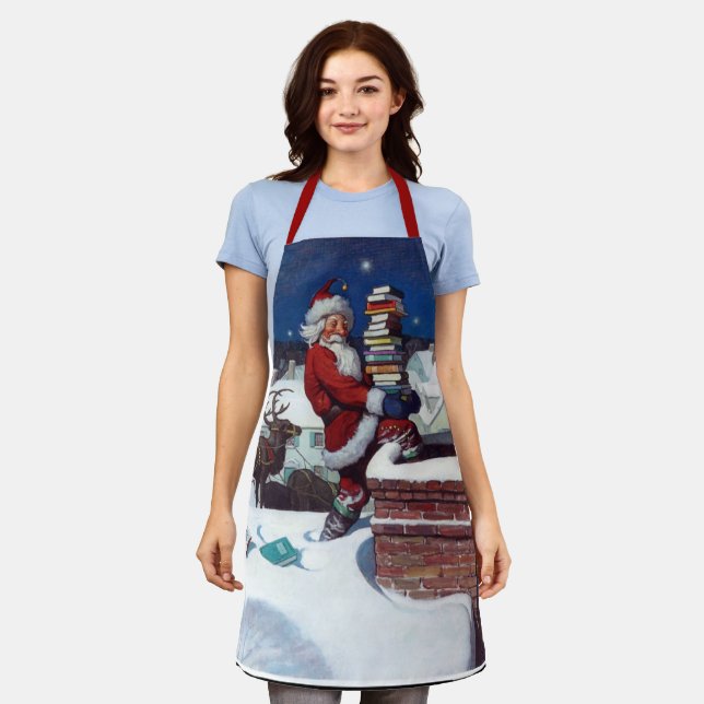 Tablier Père Noël livre une cargaison de livres par Wyeth (Porté)