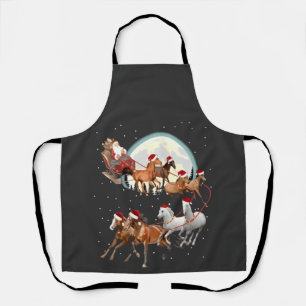 Tablier Père Noël montant des chevaux, traîneau équestre