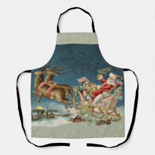 Tablier Père Noël Noël Antique Traîneau Renne