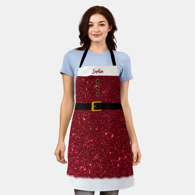 Tablier Père Noël personnalisé Apron-Christmas-Ruby Rouge- (Porté)