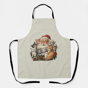 Tablier Père Noël Rétro & Chatons Noël Hiver 90s