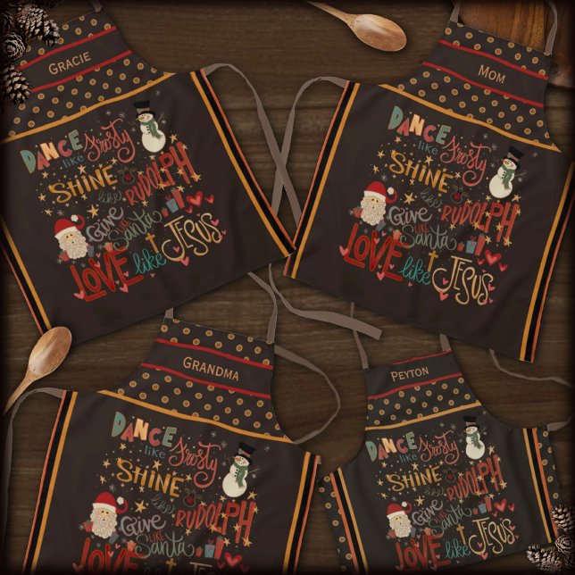 Tablier Père Noël Rudolph Frosty Jésus Personnalisé Inspir (Créateur téléchargé)