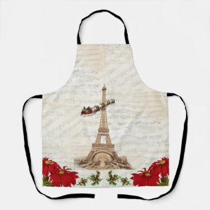 Tablier Père Noël sur Paris Musique Vintage 2 Apron