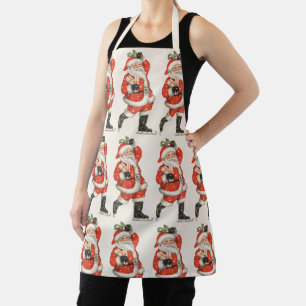 Tablier Père Noël victorien de Noël vintage patineur sur g