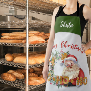 Tablier Père Noël Vintage & Chocolat Ho-Ho-Ho Personnalisé
