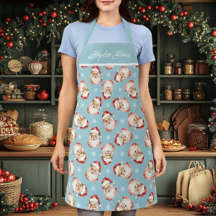 Tablier Père Noël vintage Cuisine de Noël bleue