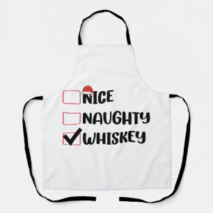 Tablier Père Noël Whiskey Nice Naughty Liste de Noël
