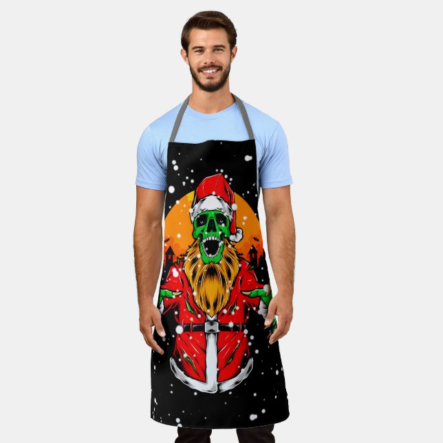Tablier Père Noël zombie drôle de Noël (Porté)