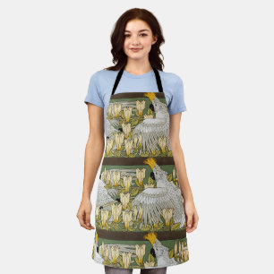 Tablier Perroquet Cacatoès Vert Sauge Vintage Art Magnolia