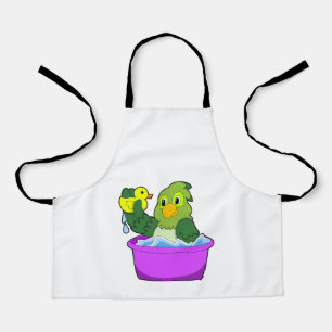 Tablier Perroquet dans la baignoire avec canard
