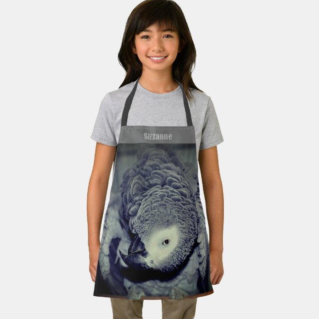 Tablier Perroquet gris africain sot personnalisé (Insitu)