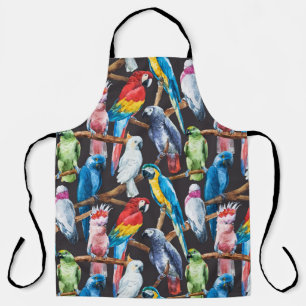Tablier Perroquet : papier peint d'aquarelle tropicale.