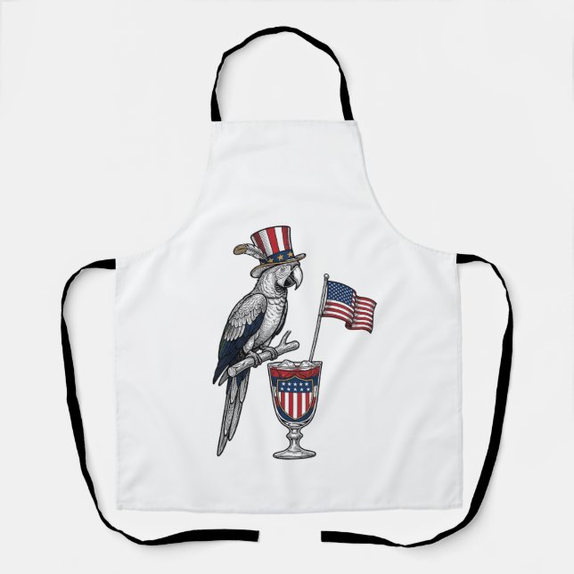Tablier Perroquet Patriotique Cocktail Design Vectoriel Vi (Recto)